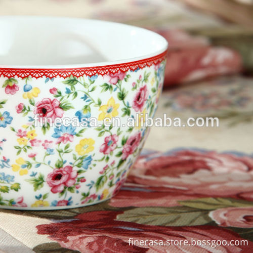 Elegant Style New Bone China Ceramic Rice Bowl with Lid of Spring in Paris